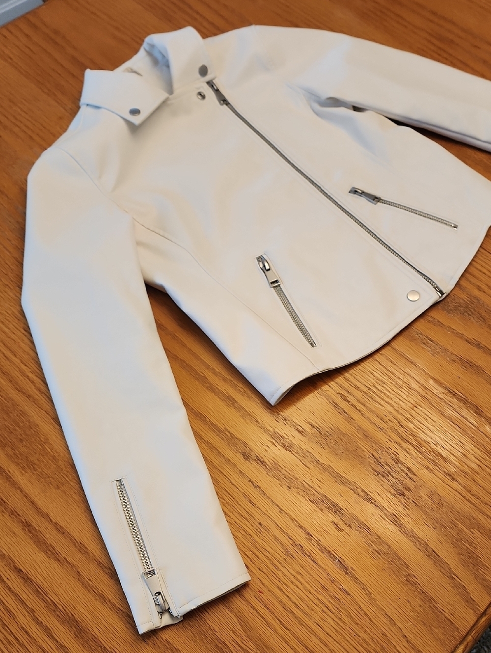 NWOT Anthropologie Ivory Moto Leather Jacket - Picture 10 of 16